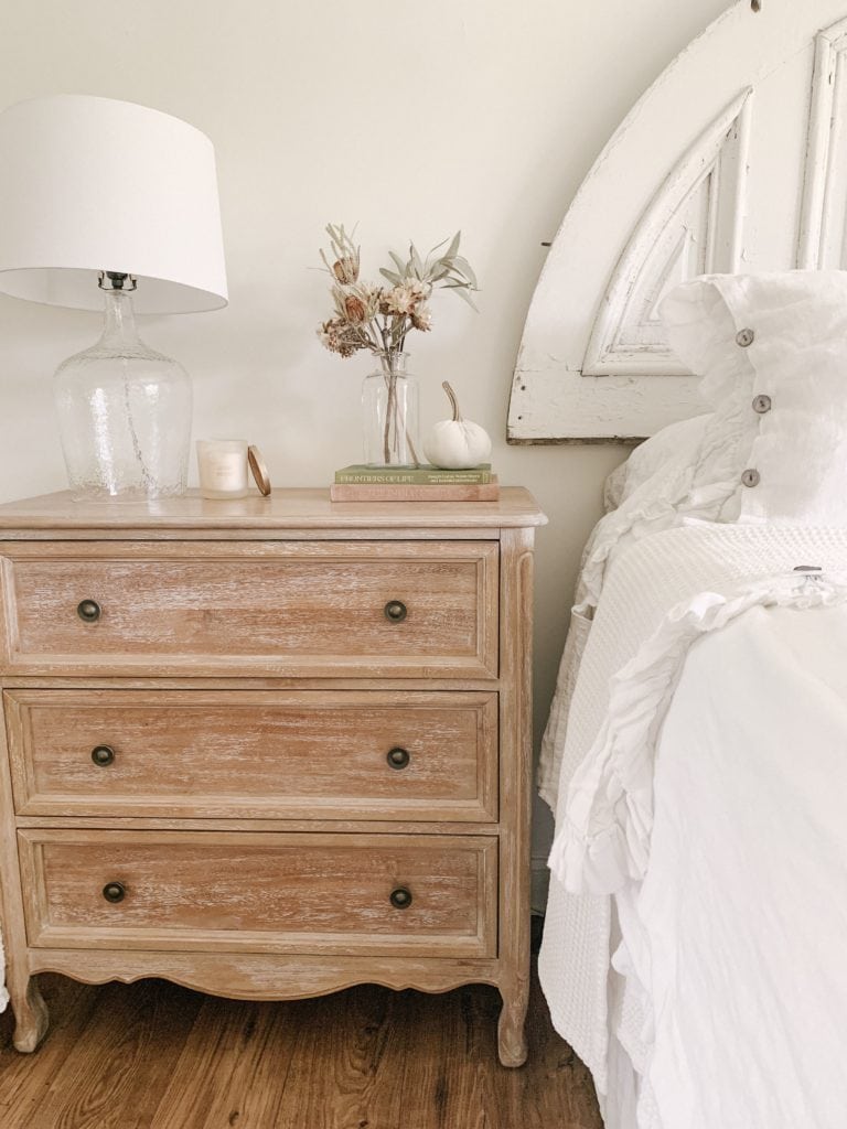 decorate nightstands for fall using simple items