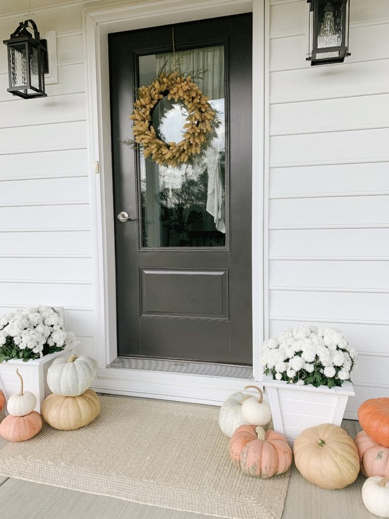 Fall Front Porch with Colorful Pumpkins - Sarah Jane Christy - Styling