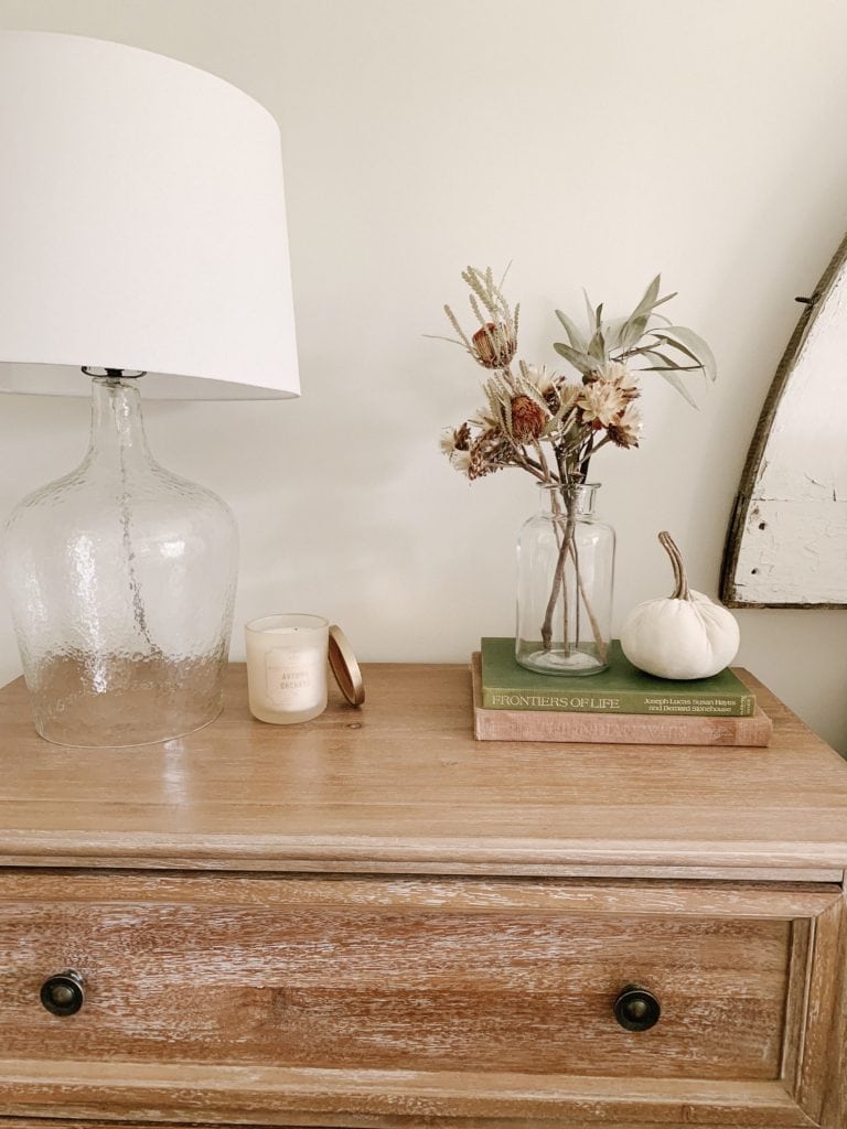 styling nightstands for fall decor in bedroom