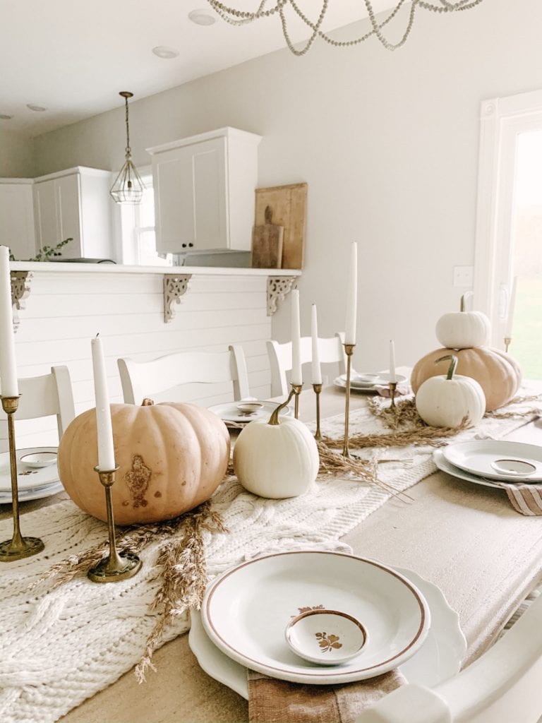 fall inspiration using muted colored pumpkins