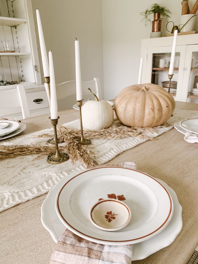 thanksgiving table setting inspo layering dishes
