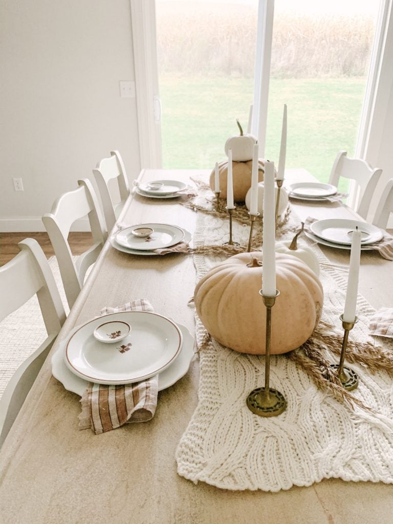 muted colors used in thanksgiving table setup