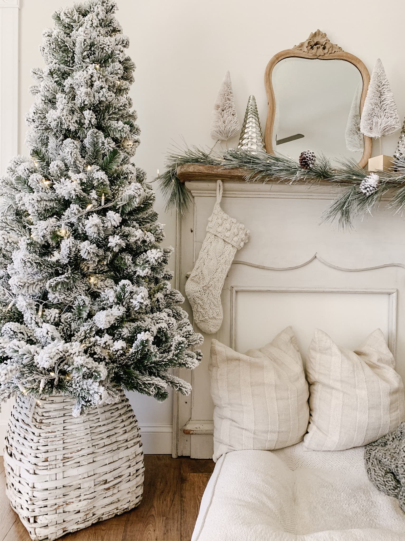 Flocked Christmas Tree Neutral Space