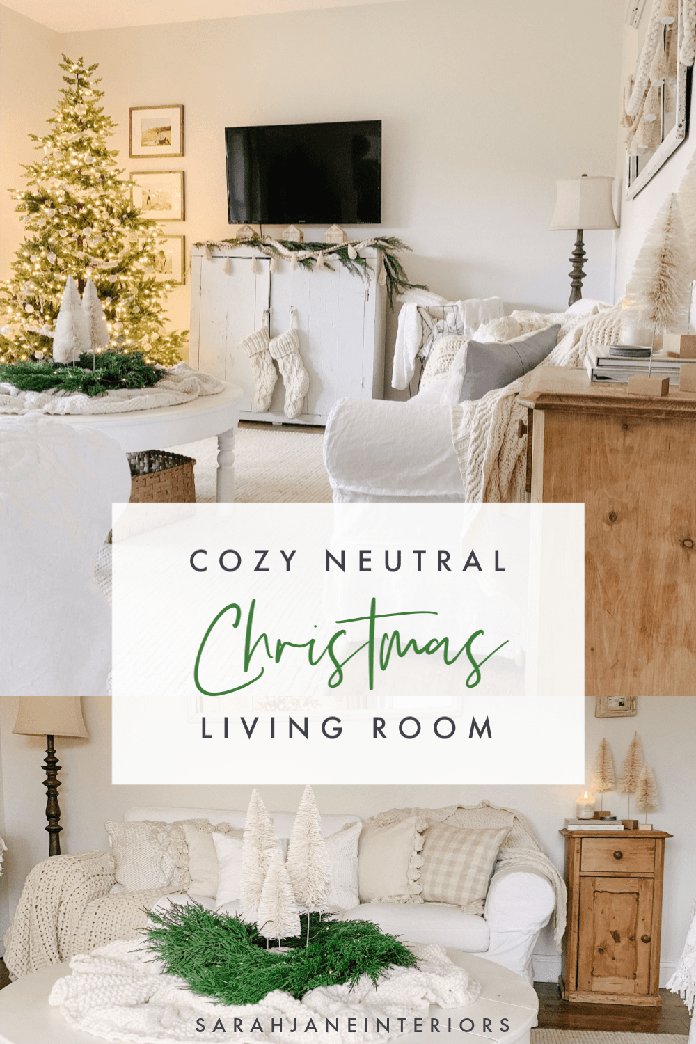 Cozy Neutral Christmas Living Room | Sarah Jane Christy