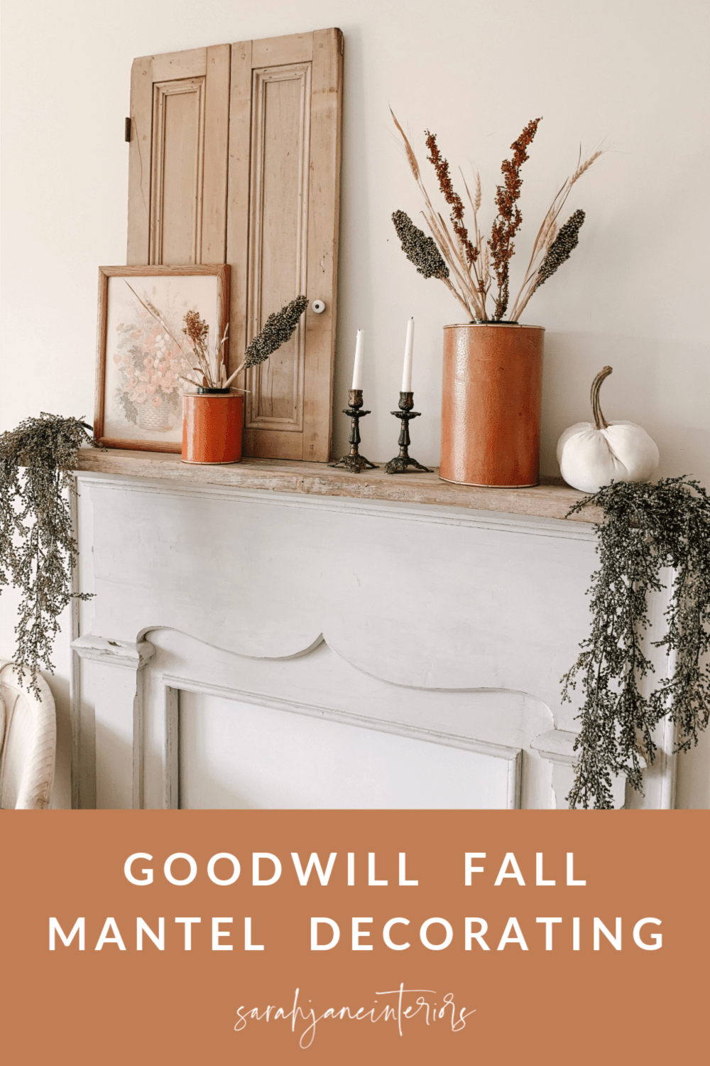 decorating for autumn on an old mantle